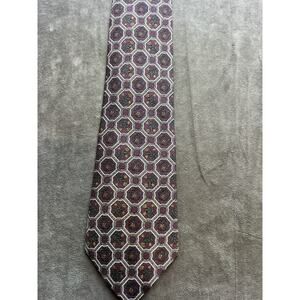 Vintage Countess Mara Geometric Medallion Pattern Usa Silk Necktie Octagon‎